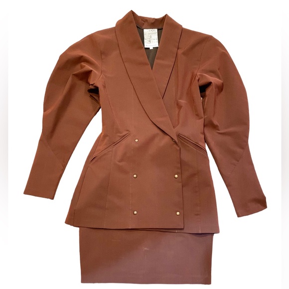 ❌SOLD❌NULLE PART D’AILLEURS BAUDURET PARIS ELASTIC JACKET SKIRT VINTAGE 1980s - Picture 2 of 9